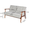 Modern Grey 2 Seater Sofa Armchair Small Loveseat Couch Settee Walnut Wood Frame