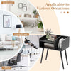 Bedroom End Table Mid Century Modern Nightstand with Open Shelves-Black