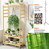 Clothes Rail Natural Bamboo Stand Coat Rack with Shoe Rack Wardrobe for Bedroom