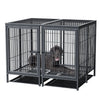 XXXL Large Dog Crate Raised Pet Dog Cage Kennel Double Door Tray Divider Playpen
