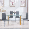 4pcs High Back Grey Faux Leather Dining Chairs Padded Seat Dining Room Kitchen