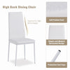 4x White Faux Leather Stripe Dining Chairs&White Marble MDF Top Dining Table Set