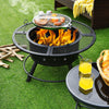 2-in-1 Wood Burning Fireplace Fire Bowl Outdoor Fire Pit with Swivel BBQ Grate