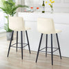 Set of 2 Velvet Chairs High Back Bar Stools Footrest Backrest Metal Legs Pub