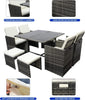Garden Furniture Outdoor Patio Rattan Set Brown Grey Black Table 9-Piece Havana