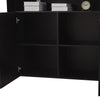 2 Doors Black Sideboard Cabinet High Gloss Cupboard Storage Furniture With LED