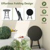Outdoor Portable Metal Table Garden Patio Folding Round Table Bistro Table Black