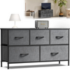 Fabric Chest of Drawers 5 Drawer Dresser Bedroom Bedside Storage Organizer Unit