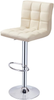 Bar Stool Set of 2 Adjustable Swivel Faux Leather Footrest Metal Beige