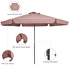 3M Patio Parasol w/6 Metal Ribs & Air Vent Sun Shade Beach Market Table Parasol