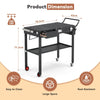 Foldable Pizza Oven Stand Outdoor Grill Cart Trolley 2-Tier BBQ Table w/ Wheels