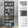 Bathroom Freestanding Pantry Cabinet w/ Adjustable Shelves-Grey
