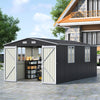 16x10ft ExtraLarge Metal Garden Shed Outdoor Bike Tool Storage House Window Lock