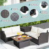 Patio Sectional Sofa Set with Cushions & Storage Box-Off White