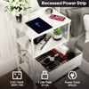 Bedside Table with Charging Station, Nightstand with 2 Outlets and 2 USB Ports