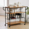 3 Tier Metal Frame Wood Top Storage Rack Kitchen Storage Dining Cart UK
