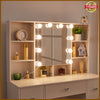 Vanity Dressing Table LED Light Mirror Hidden Shelves 7 Drawers Modern Make up