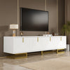 Modern TV Stand Cabinet TV Entertainment Centre Unit mit Gold Metal Legs, White