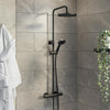 Bathroom Mixer Shower Thermostatic Dual Head Round Rainfall Handset Matte Black