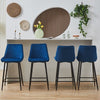 Bar Stools Blue Kitchen Counter Chairs Set of 2 Velvet-Touch Dining Chairs