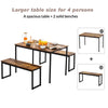 Dining Table and Chairs Set Metal Frame Wood Effects Table Dining Set 2 Bench