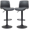 Retro Barstools Set of 2 PU Leather Adjustable Height Swivel Bar Chairs