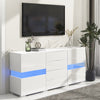 Sideboard Display Cabinet with Drawers Modern LED TV Stand Unit High Gloss White