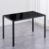 Set of 5 Black Marble Glass Dining Table & 4pcs Grey PU Leather Dining Chairs