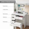 Dressing Table Wood Makeup Desk with Slide Mirror 5 Drawers Stool Bedroom White