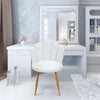 Velvet Shell Accent Chair Padded Upholstered Vanity Lounge Seat Gold Metal Legs