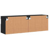 TV Wall Cabinets with in Black - Engineered Wood Modern Media Unit for A1C9