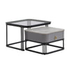 Nesting Coffee Table Side Table with Drawer High-Gloss Tabletop Square Set of 2