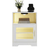LED Bedside Table RGB Lighted Storage Nightstand Cabinet with Charging Station