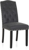2x Faux Leather Dining Chairs Nailhead Trim Solid Wood Dining Room Kitchen Chair