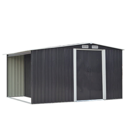 8x8ft Steel Garden Log Firewood Storage Shed House Outdoor Tools Box Organizer