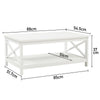 Coffee Table Living Room Sofa Table with X-Shape Side Frame and Storage Shelf UK