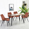 2x Dining Chairs Faux Leather Brown PU Padded Metal legs Restaurant Chair