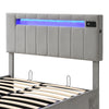 Upholstered Bed Frame Ottoman Grey Plush Velvet Fabric With Storage 4FT6 Double