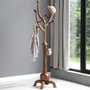 Wooden Coat Rack Freestanding Hallway Tree Rack With Sphere Base and 8 Hooks