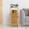 Costway 2-Tier Bamboo Bathroom Storage Cabinet Floor Cabinet w/ Single Door
