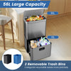 Motion Sensor Garbage Can with 2 Removable Waste Bins-Silver