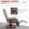 PU Recliner Chair Grey Swivel Armchair Lounge Chair With Footrest & Wooden Base