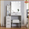 Dressing Table with Sliding LED Mirror 4 Drawers Stool Makeup Desk Vanity Set
