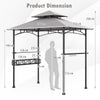 242 x 153 cm Outdoor Grill Gazebo Double Tiered BBQ Canopy Tent-Grey