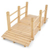 1.5M Wooden Garden Bridge Decorative Arc Footbridge Walkway W/Safety Guardrails