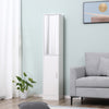 Tall Mirrored Bathroom Cabinet with Adjustable Shelf White