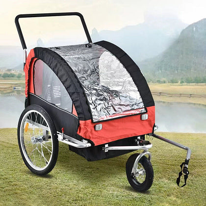 2-In-1 Dog Bike Trailer Stroller for Outdoor w/ Universal Wheels Reflector Flag