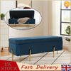 Flannel Fabric Upholstered Arm Bench Bed End Window Seat Ottoman Storage Stool