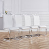 Dining Chairs Set of 4 Faux Leather with Stylish Cantilever Metal Frame White
