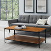 2 Tier Coffee Table with Storage Shelf Industrial Accent Tea Table Living Room